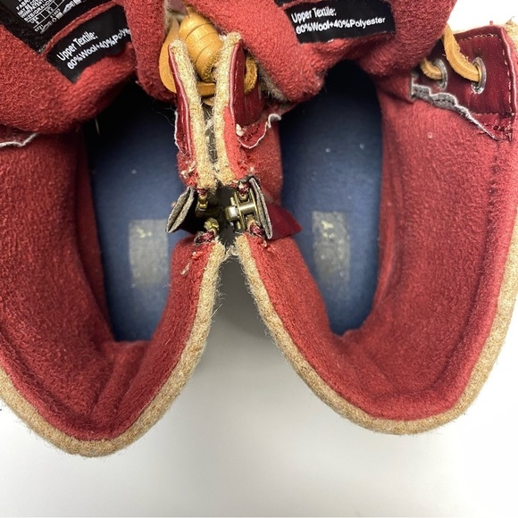 Sperry Saltwater Wool duck boots sz 8 Rubber Side Zip Fleece Lined red tan - Picture 5 of 9